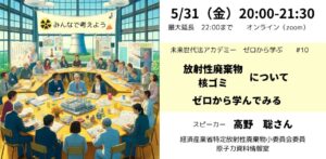 5/17予習の日、5/31詳しいお話しを聞く日：放射性廃棄物／核ゴミについて、ゼロから学ぶ　未来世代幸福法アカデミー#10